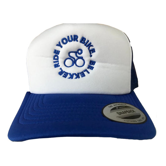 Blue & White Trucker Cap - Ride Your Bike