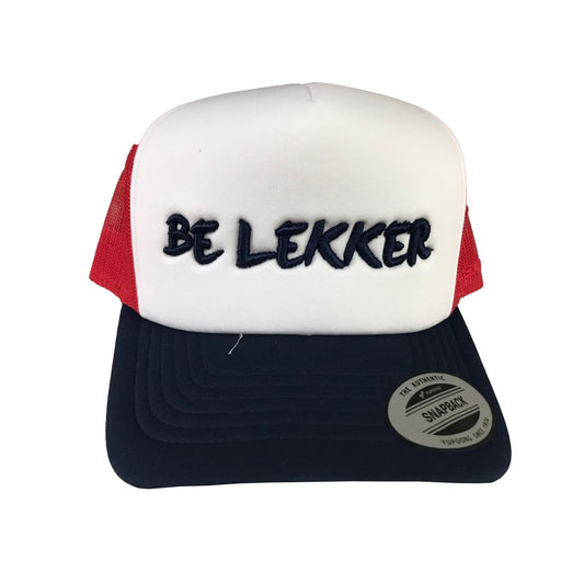 Navy, White & Red Trucker Cap - Be Lekker 3D